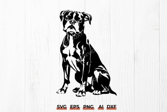 Boxer Dog SVG Sitting Boxer Dog Design