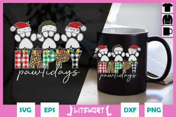 Christmas Happy Pawlidays Dog SVG
