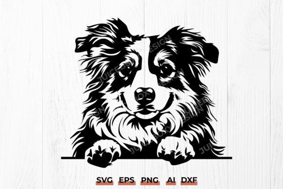 Cute Peeking Australian Shepherd Dog SVG