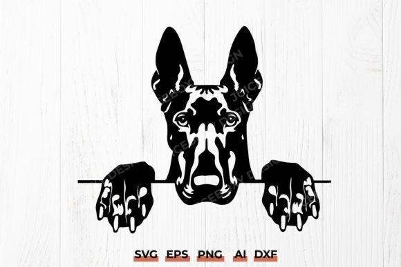 Doberman Peeking SVG for Embroidery