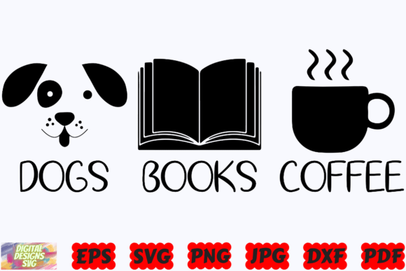 Dogs Books Coffee SVG