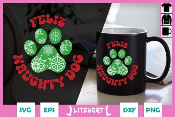 Feliz Naughty Christmas Dog SVG