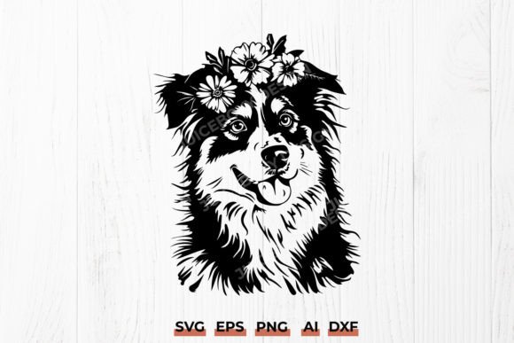 Floral Australian Shepherd SVG Design