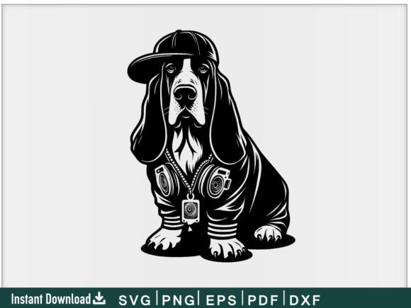 Fun Hip Hop Basset Hound Svg