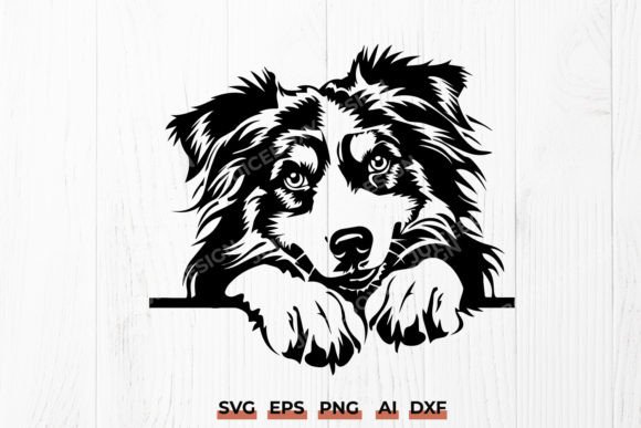 Peeking Australian Shepherd Dog Cut SVG