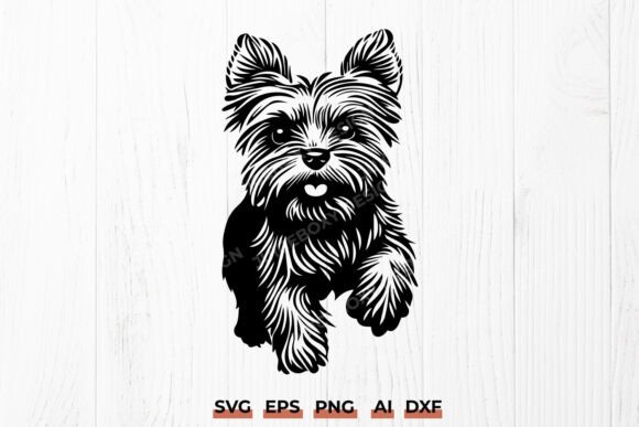 Playful Yorkshire Terrier SVG DXF Design